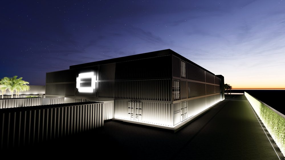 The Container venue at night